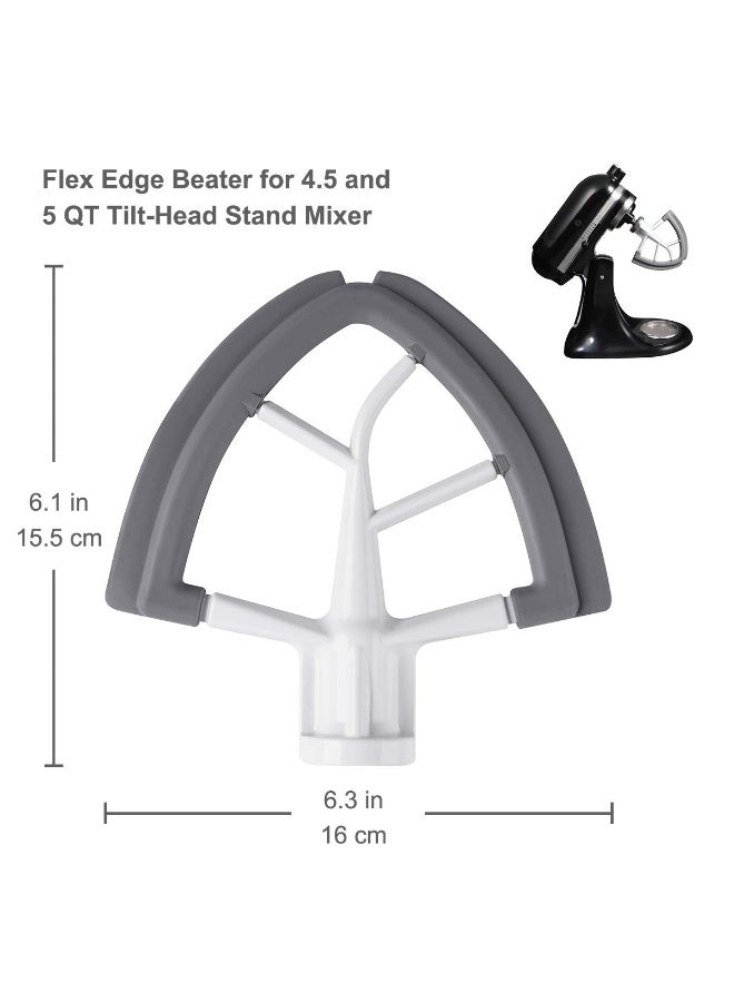 Reikame Flex Edge Beater for KitchenAid Tilt-Head Stand Mixer, 4.5-5 Quart Flat Beater Paddle with Flexible Silicone Edges Bowl Scraper, White - Image 2